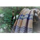 Narrow Width welsh blanket in Honey, Violet  & Navy Blue plaid NL214